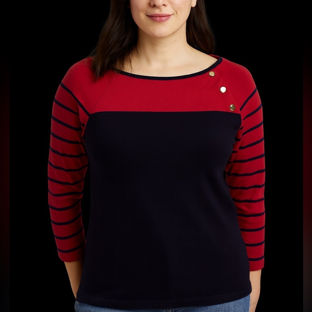 Ralph Lauren Red and Black Striped Knit